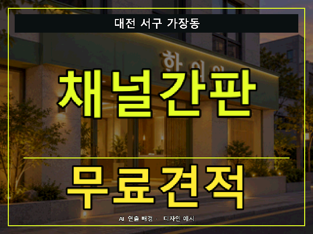 대전 서구 가장동 채널간판 무료견적 안내 썸네일 · AI 연출 배경