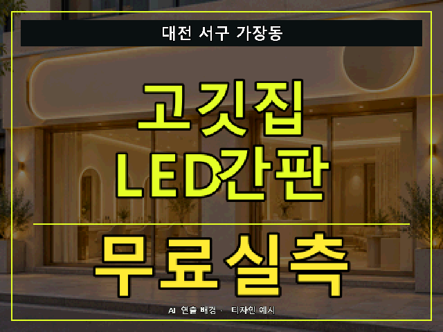 대전 서구 가장동 고깃집 LED간판 무료실측 안내 썸네일 · AI 연출 배경