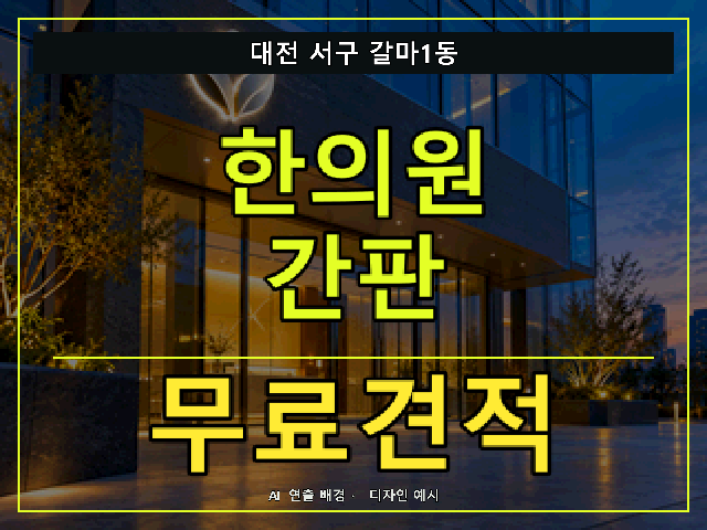 대전 서구 갈마1동 한의원 간판 무료견적 안내 썸네일 · AI 연출 배경