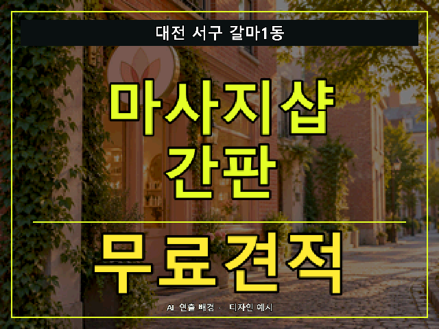 대전 서구 갈마1동 마사지샵 간판 무료견적 안내 썸네일 · AI 연출 배경
