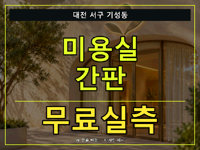 대전 서구 기성동 미용실 간판 무료실측 안내 썸네일 · AI 연출 배경