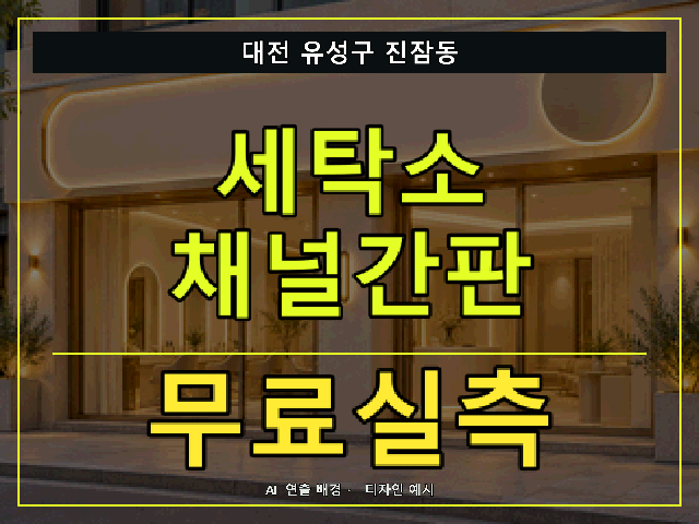 대전 유성구 진잠동 세탁소 채널간판 무료실측 안내 썸네일 · AI 연출 배경