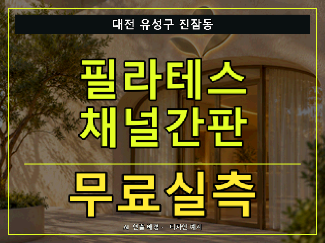 대전 유성구 진잠동 필라테스 채널간판 무료실측 안내 썸네일 · AI 연출 배경