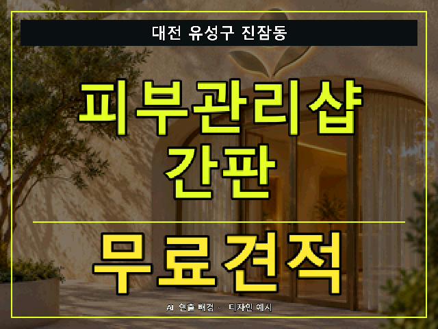 대전 유성구 진잠동 피부관리샵 간판 무료견적 안내 썸네일 · AI 연출 배경