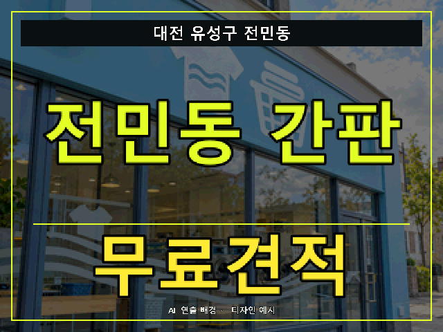 대전 유성구 전민동 간판 제작 무료견적 안내 썸네일 · AI 연출 배경
