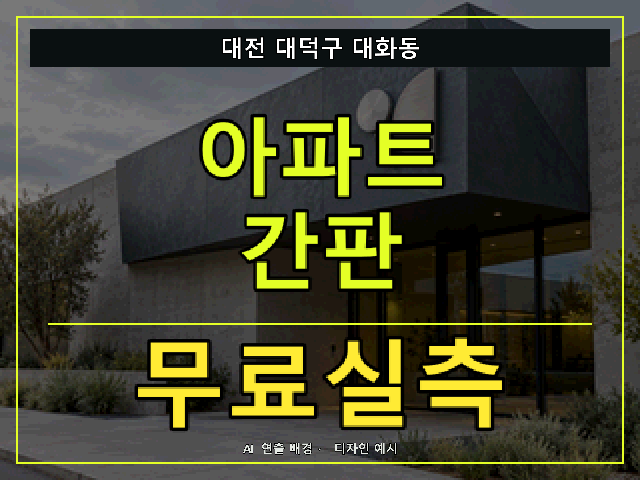 대전 대덕구 대화동 아파트 간판 무료실측 안내 썸네일 · AI 연출 배경