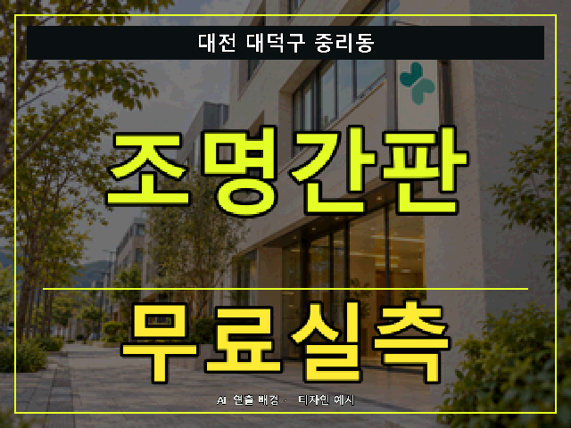 대전 대덕구 중리동 조명간판 무료실측 안내 썸네일 · AI 연출 배경