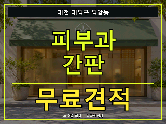 대전 대덕구 덕암동 피부과 간판 무료견적 안내 썸네일 · AI 연출 배경