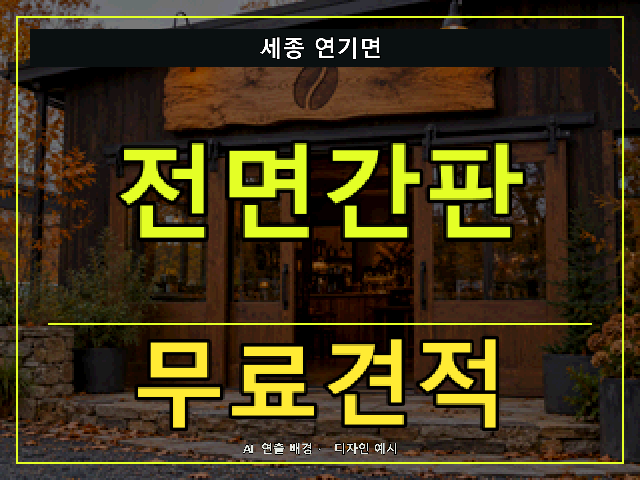 세종 연기면 전면간판 무료견적 안내 썸네일 · AI 연출 배경