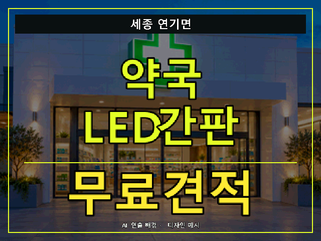세종 연기면 약국 LED간판 무료견적 안내 썸네일 · AI 연출 배경