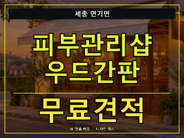 세종 연기면 피부관리샵 우드간판 무료견적 안내 썸네일 · AI 연출 배경