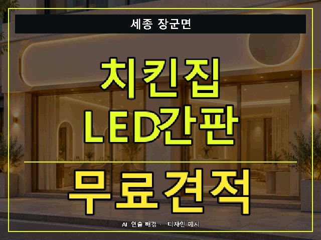 세종 장군면 치킨집 LED간판 무료견적 안내 썸네일 · AI 연출 배경
