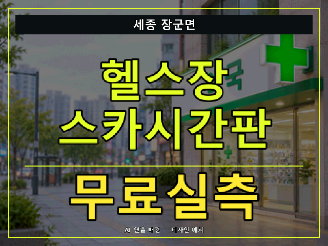 세종 장군면 헬스장 스카시간판 무료실측 안내 썸네일 · AI 연출 배경