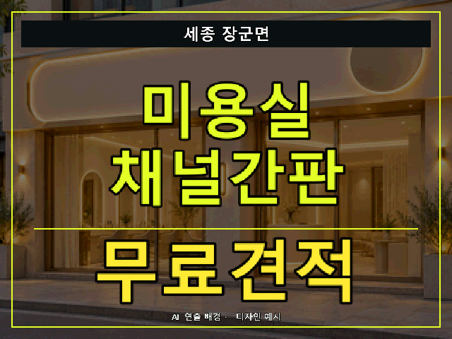 세종 장군면 미용실 채널간판 무료견적 안내 썸네일 · AI 연출 배경