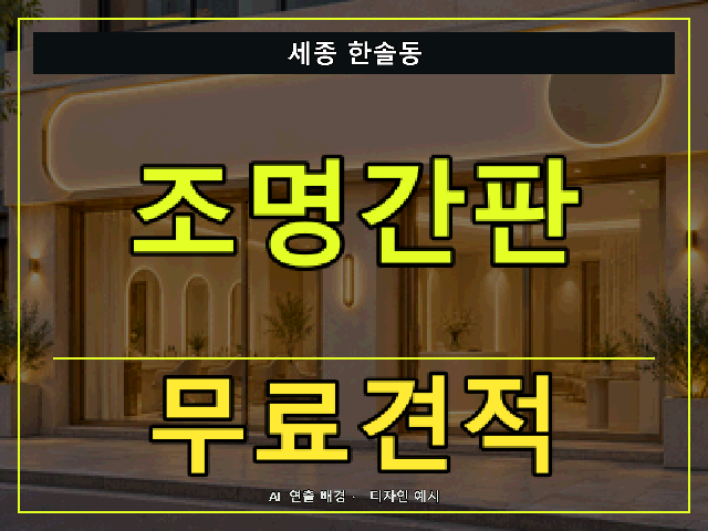 세종 한솔동 조명간판 무료견적 안내 썸네일 · AI 연출 배경