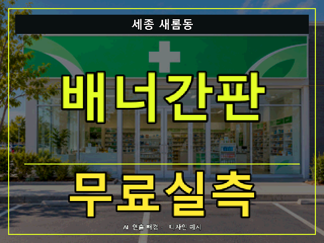 세종 새롬동 배너간판 무료실측 안내 썸네일 · AI 연출 배경
