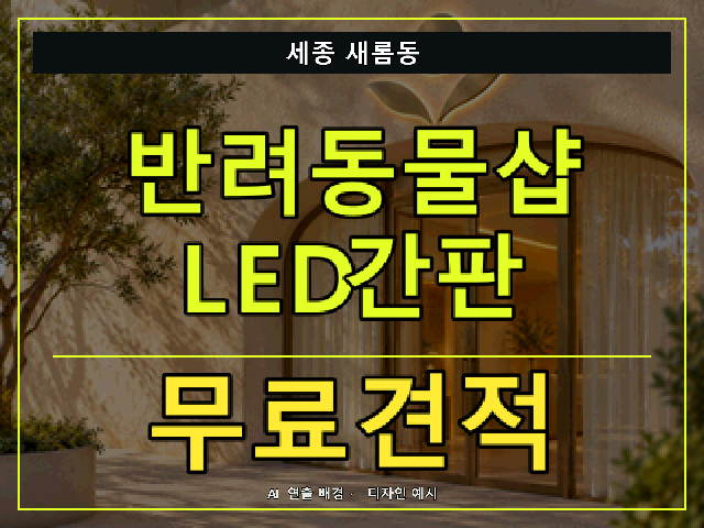세종 새롬동 반려동물샵 LED간판 무료견적 안내 썸네일 · AI 연출 배경