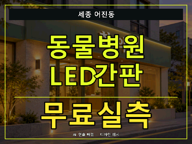 세종 어진동 동물병원 LED간판 무료실측 안내 썸네일 · AI 연출 배경