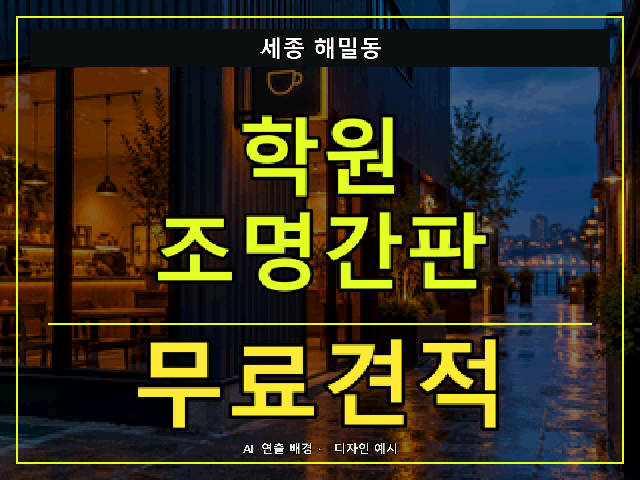 세종 해밀동 학원 조명간판 무료견적 안내 썸네일 · AI 연출 배경