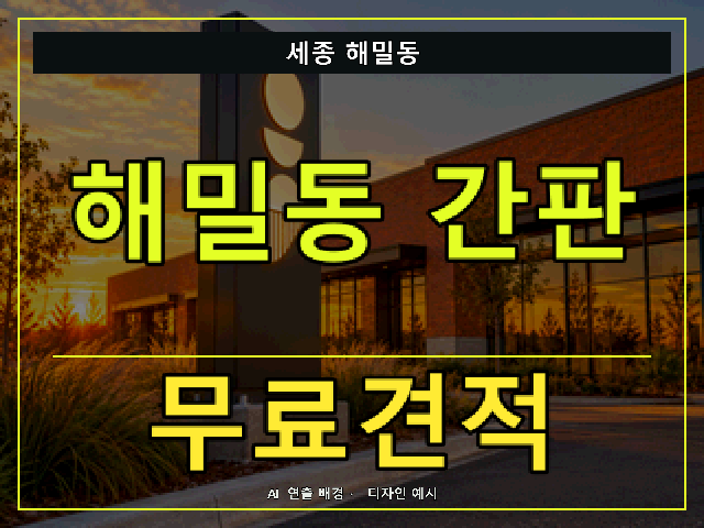 세종 해밀동 간판 제작 무료견적 안내 썸네일 · AI 연출 배경