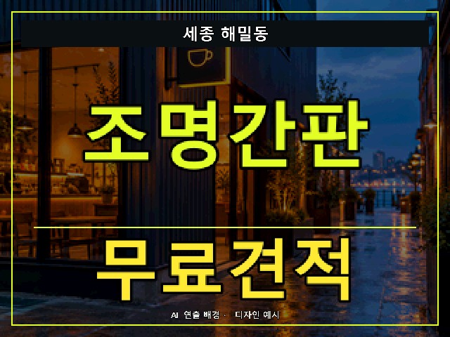 세종 해밀동 조명간판 무료견적 안내 썸네일 · AI 연출 배경