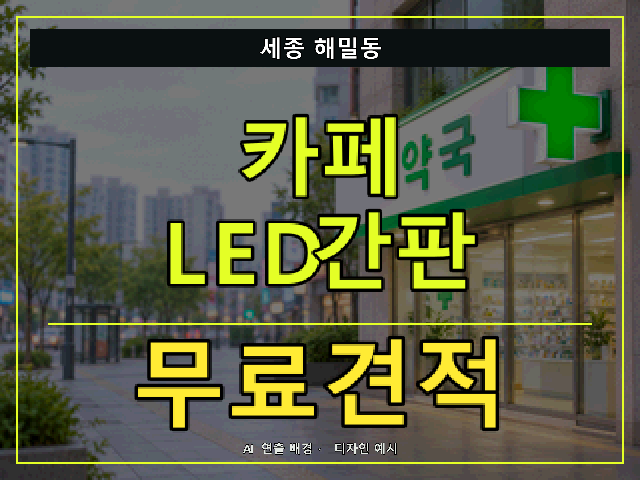 세종 해밀동 카페 LED간판 무료견적 안내 썸네일 · AI 연출 배경