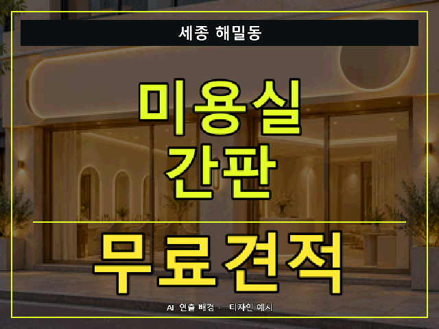 세종 해밀동 미용실 간판 무료견적 안내 썸네일 · AI 연출 배경