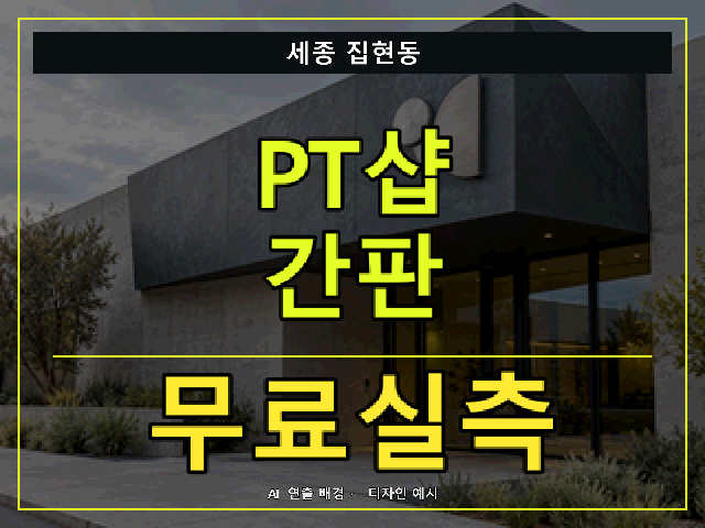 세종 집현동 PT샵 간판 무료실측 안내 썸네일 · AI 연출 배경