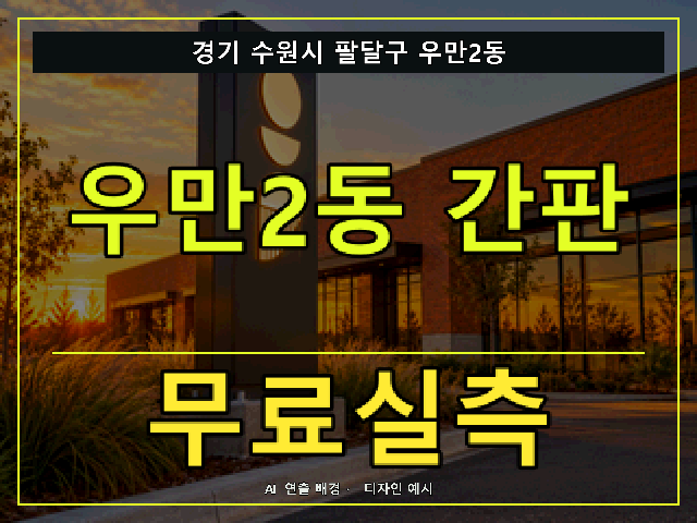 경기 수원시 팔달구 우만2동 간판 제작 무료실측 안내 썸네일 · AI 연출 배경