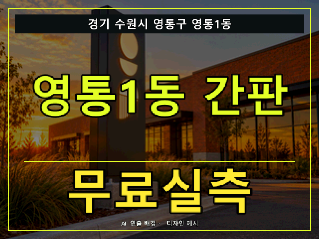 경기 수원시 영통구 영통1동 간판 제작 무료실측 안내 썸네일 · AI 연출 배경