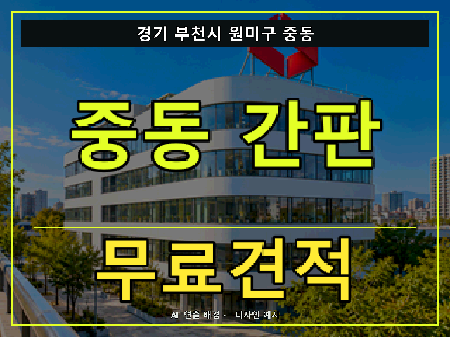 경기 부천시 원미구 중동 간판 제작 무료견적 안내 썸네일 · AI 연출 배경