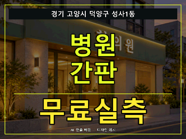 경기 고양시 덕양구 성사1동 병원 간판 무료실측 안내 썸네일 · AI 연출 배경