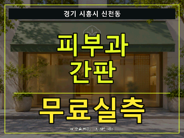 경기 시흥시 신천동 피부과 간판 무료실측 안내 썸네일 · AI 연출 배경