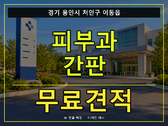경기 용인시 처인구 이동읍 피부과 간판 무료견적 안내 썸네일 · AI 연출 배경