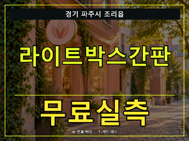 경기 파주시 조리읍 라이트박스간판 무료실측 안내 썸네일 · AI 연출 배경