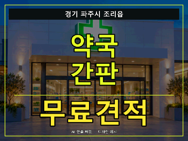 경기 파주시 조리읍 약국 간판 무료견적 안내 썸네일 · AI 연출 배경