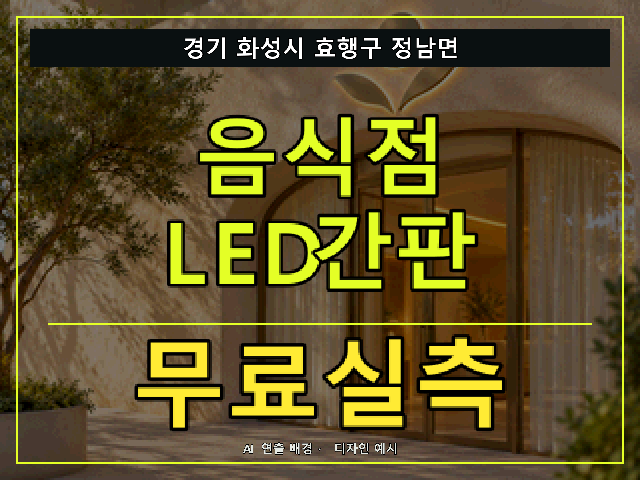 경기 화성시 효행구 정남면 음식점 LED간판 무료실측 안내 썸네일 · AI 연출 배경