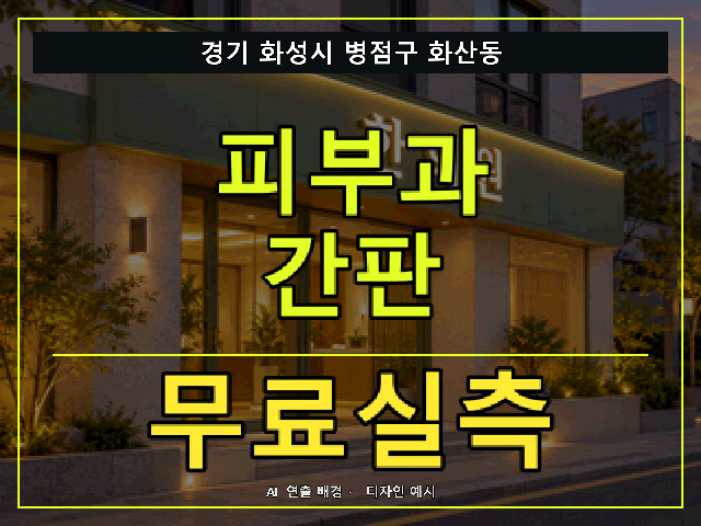 경기 화성시 병점구 화산동 피부과 간판 무료실측 안내 썸네일 · AI 연출 배경