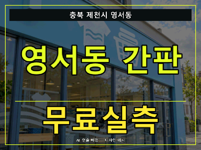 충북 제천시 영서동 간판 제작 무료실측 안내 썸네일 · AI 연출 배경