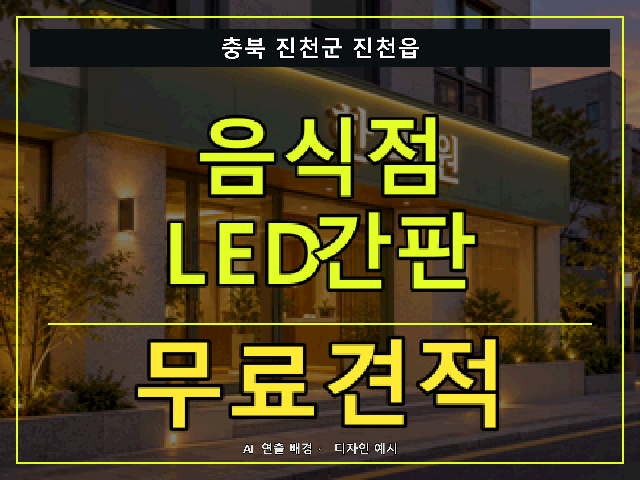 충북 진천군 진천읍 음식점 LED간판 무료견적 안내 썸네일 · AI 연출 배경