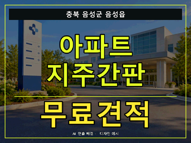 충북 음성군 음성읍 아파트 지주간판 무료견적 안내 썸네일 · AI 연출 배경