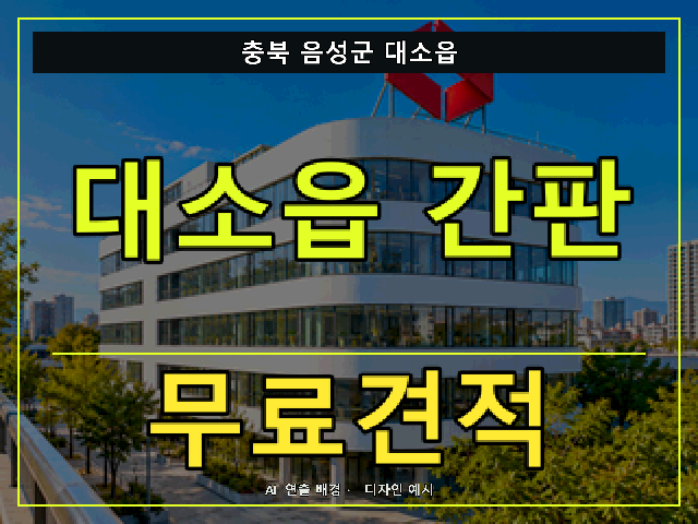 충북 음성군 대소읍 간판 제작 무료견적 안내 썸네일 · AI 연출 배경
