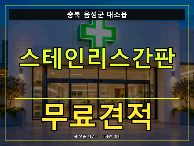 충북 음성군 대소읍 스테인리스간판 무료견적 안내 썸네일 · AI 연출 배경