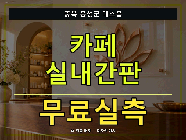 충북 음성군 대소읍 카페 실내간판 무료실측 안내 썸네일 · AI 연출 배경