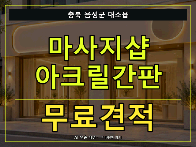 충북 음성군 대소읍 마사지샵 아크릴간판 무료견적 안내 썸네일 · AI 연출 배경