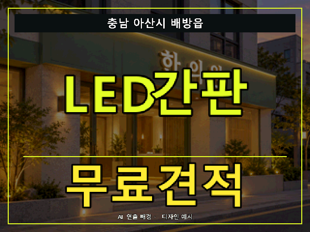 충남 아산시 배방읍 LED간판 무료견적 안내 썸네일 · AI 연출 배경