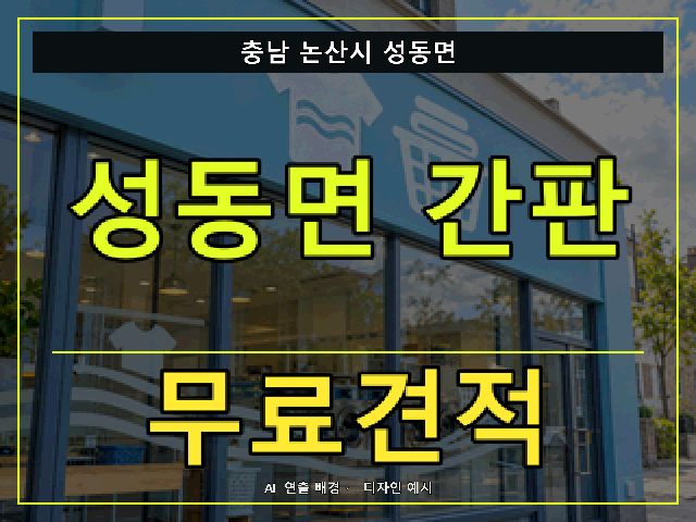충남 논산시 성동면 간판 제작 무료견적 안내 썸네일 · AI 연출 배경