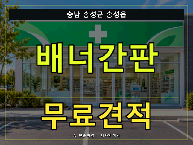 충남 홍성군 홍성읍 배너간판 무료견적 안내 썸네일 · AI 연출 배경