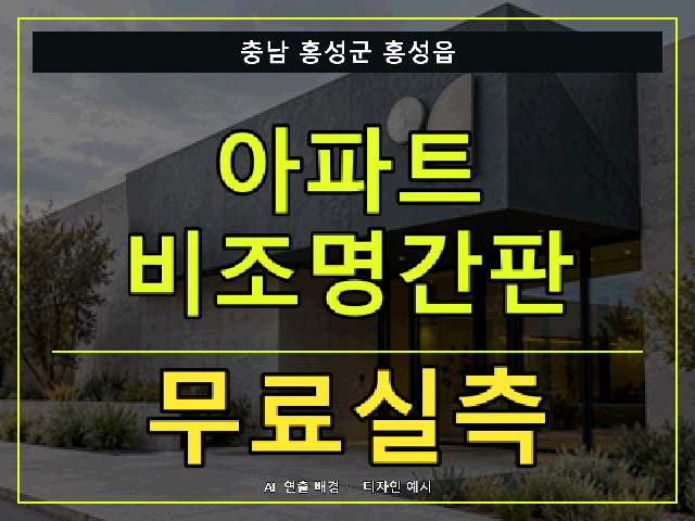 충남 홍성군 홍성읍 아파트 비조명간판 무료실측 안내 썸네일 · AI 연출 배경