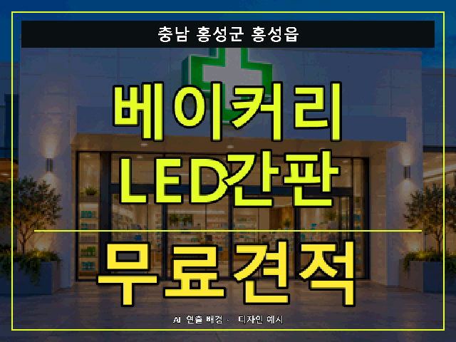 충남 홍성군 홍성읍 베이커리 LED간판 무료견적 안내 썸네일 · AI 연출 배경